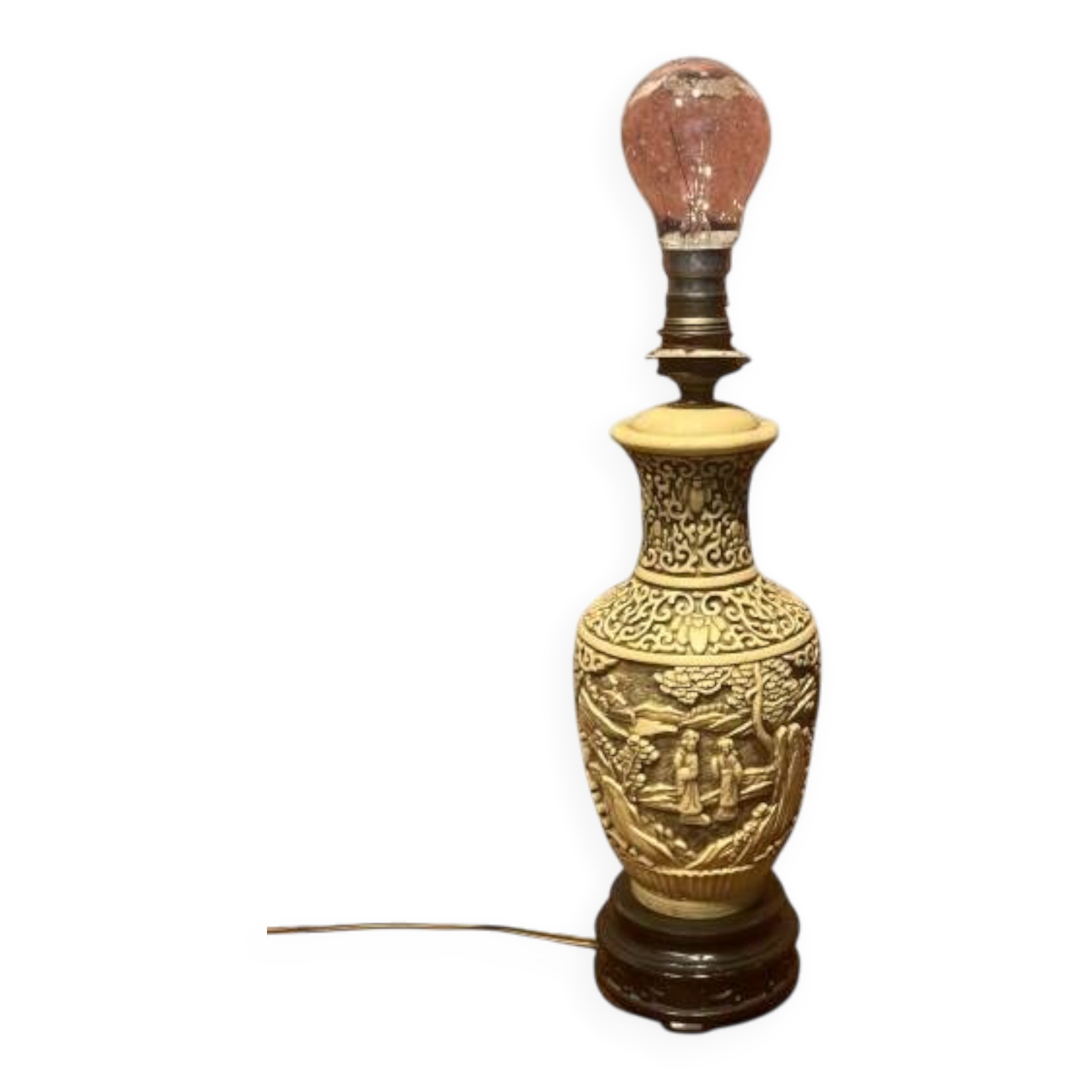 Asian style electrified lamp base