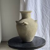 Black solid mango side table (monoxyle) with conical legs