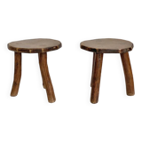Pair of small 50's brutalist tripod stools