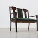 Art Nouveau Walnut Settee with Floral Marquetry, Belgium, ca. 1900