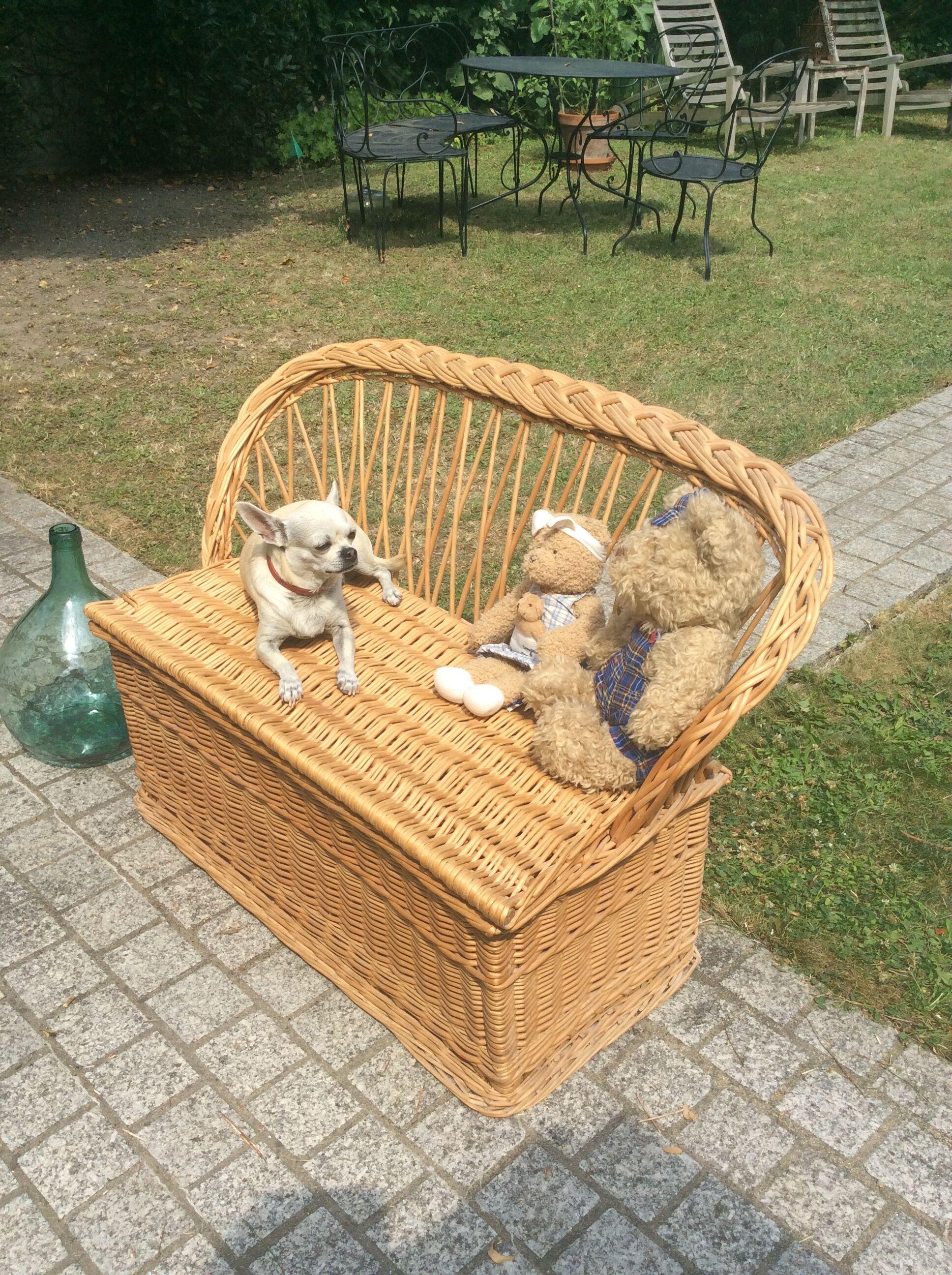 Toy box bench vintage rattan