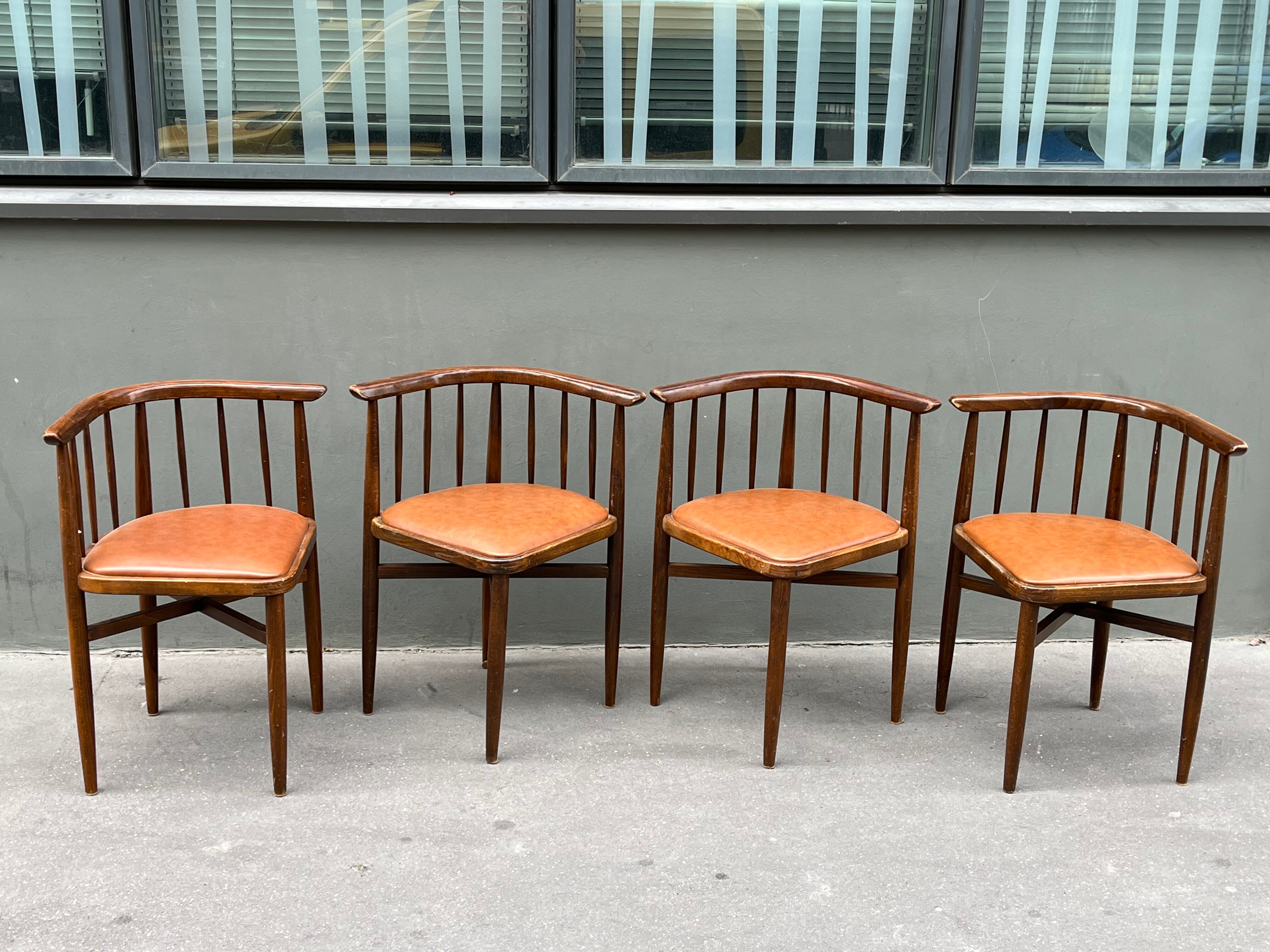 Thonet set of 4 built-in chairs 60s / 70s