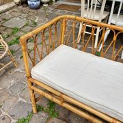 1960s beige rattan and cotton bench