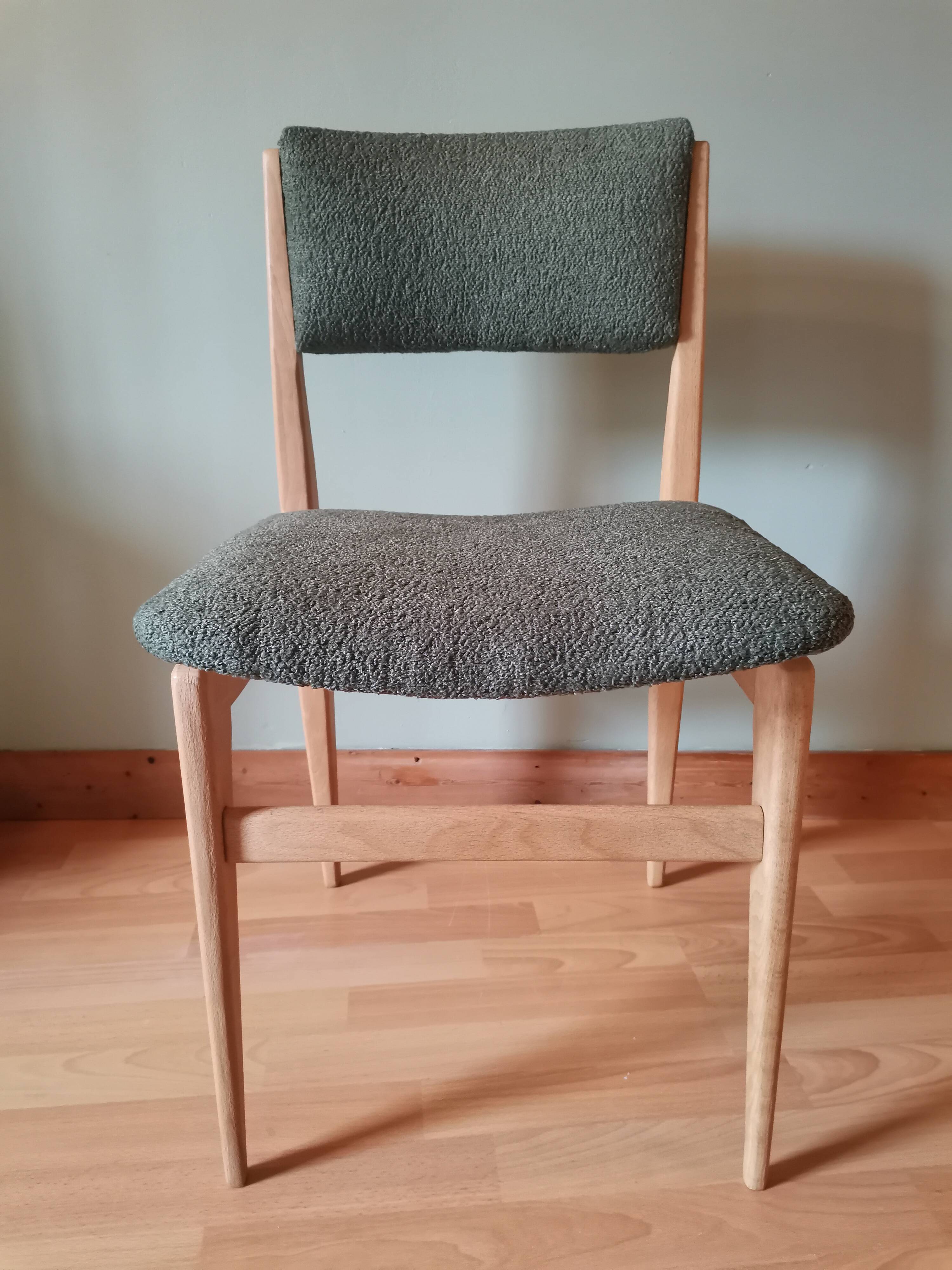 Green boucle Scandinavian chairs