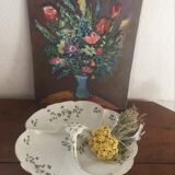 Dish with porcelain compartments.