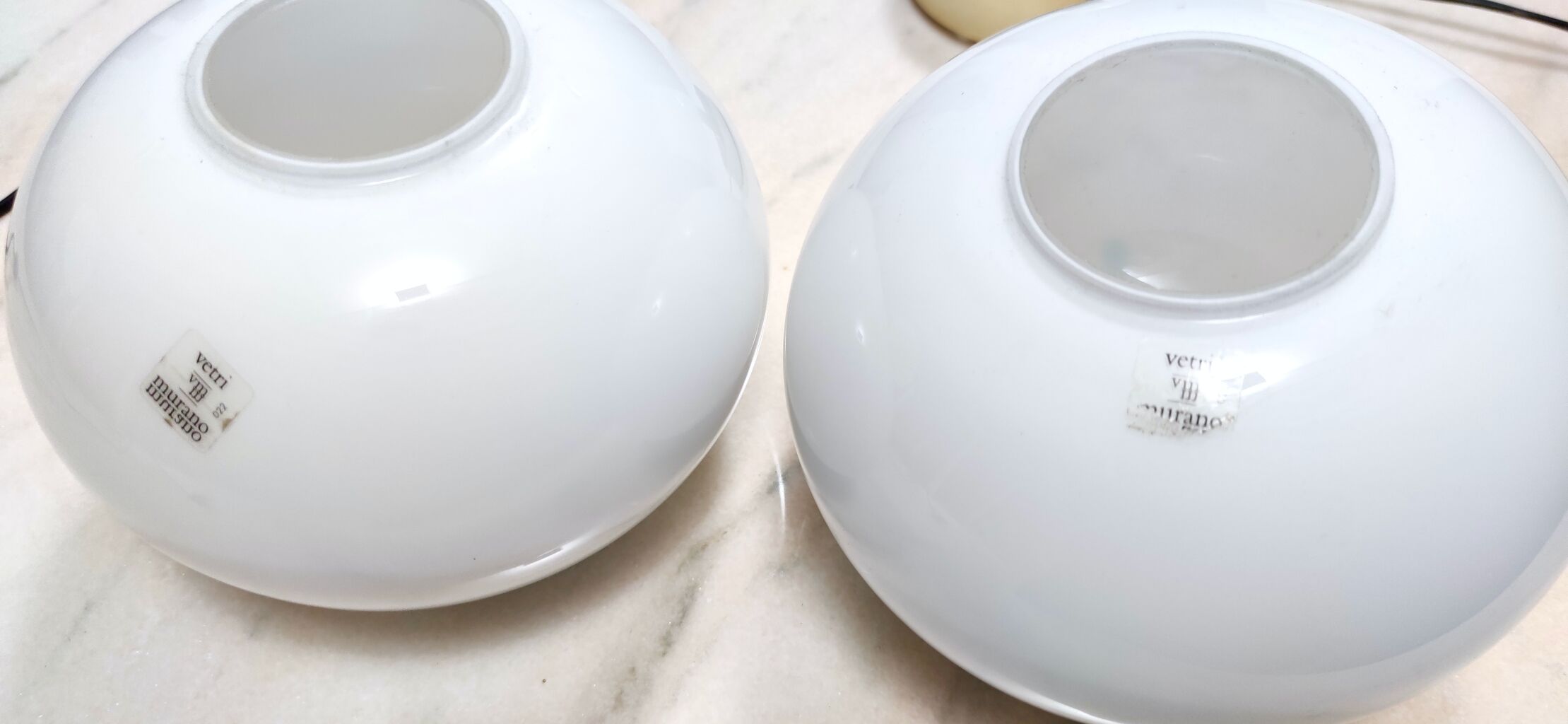 Pair of Postmodern White and Light Blue Murano Glass Table Lamps, Italy