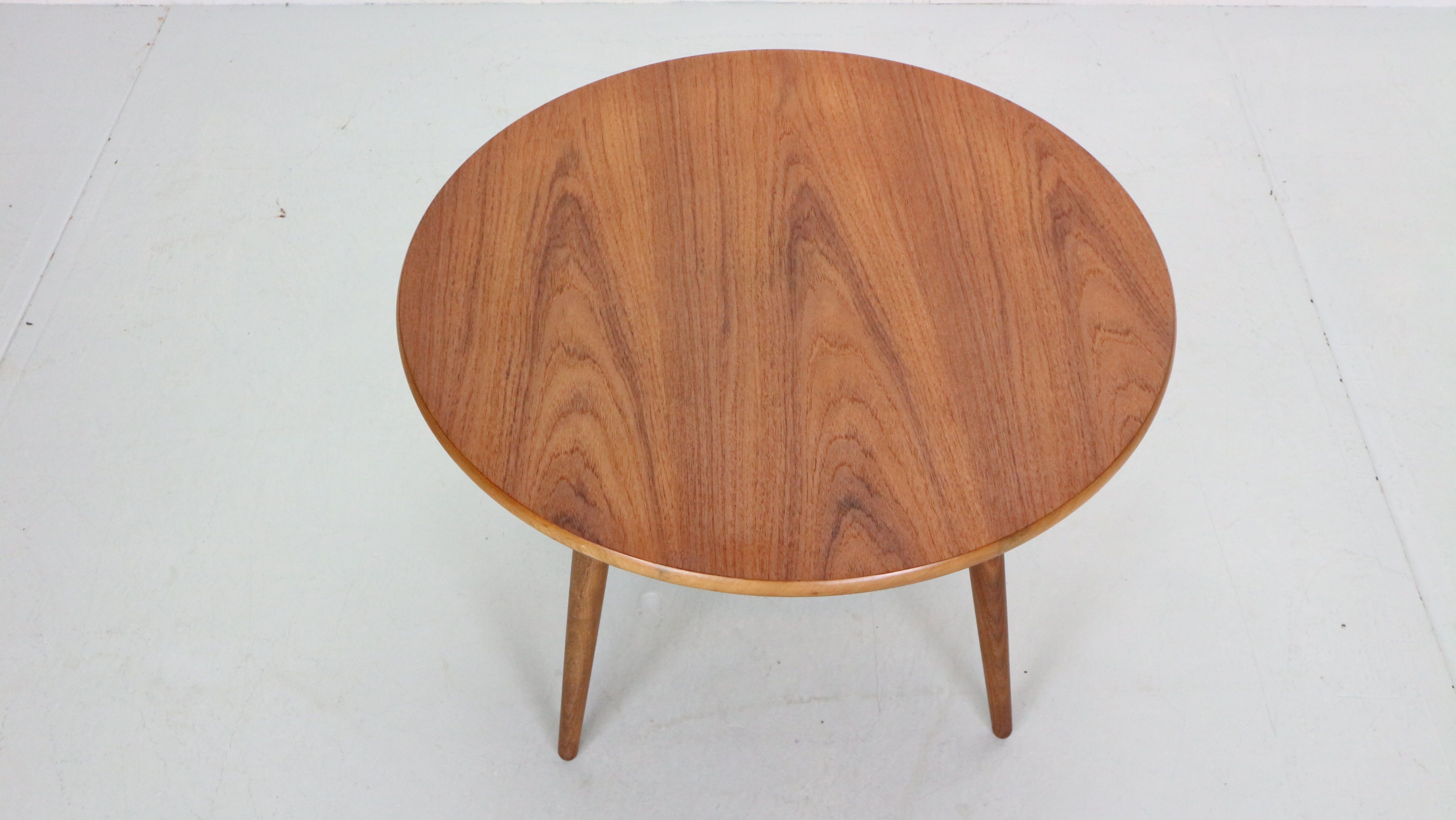 Scandinavian modern teak round coffee table, 1960's denmark