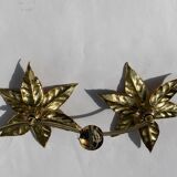 Hollywood regency brass floral wall sconce by Willy Daro