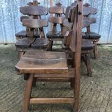 6 brutalist chairs in solid oak