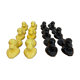Box of 12 dog-shaped cutlery rests in yellow and black majolica.