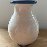 Handmade ceramic vase white with blue pattern