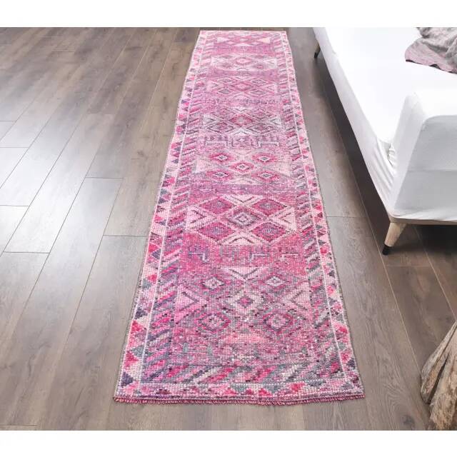 Vintage Turkish hand-knotted runner 78x340