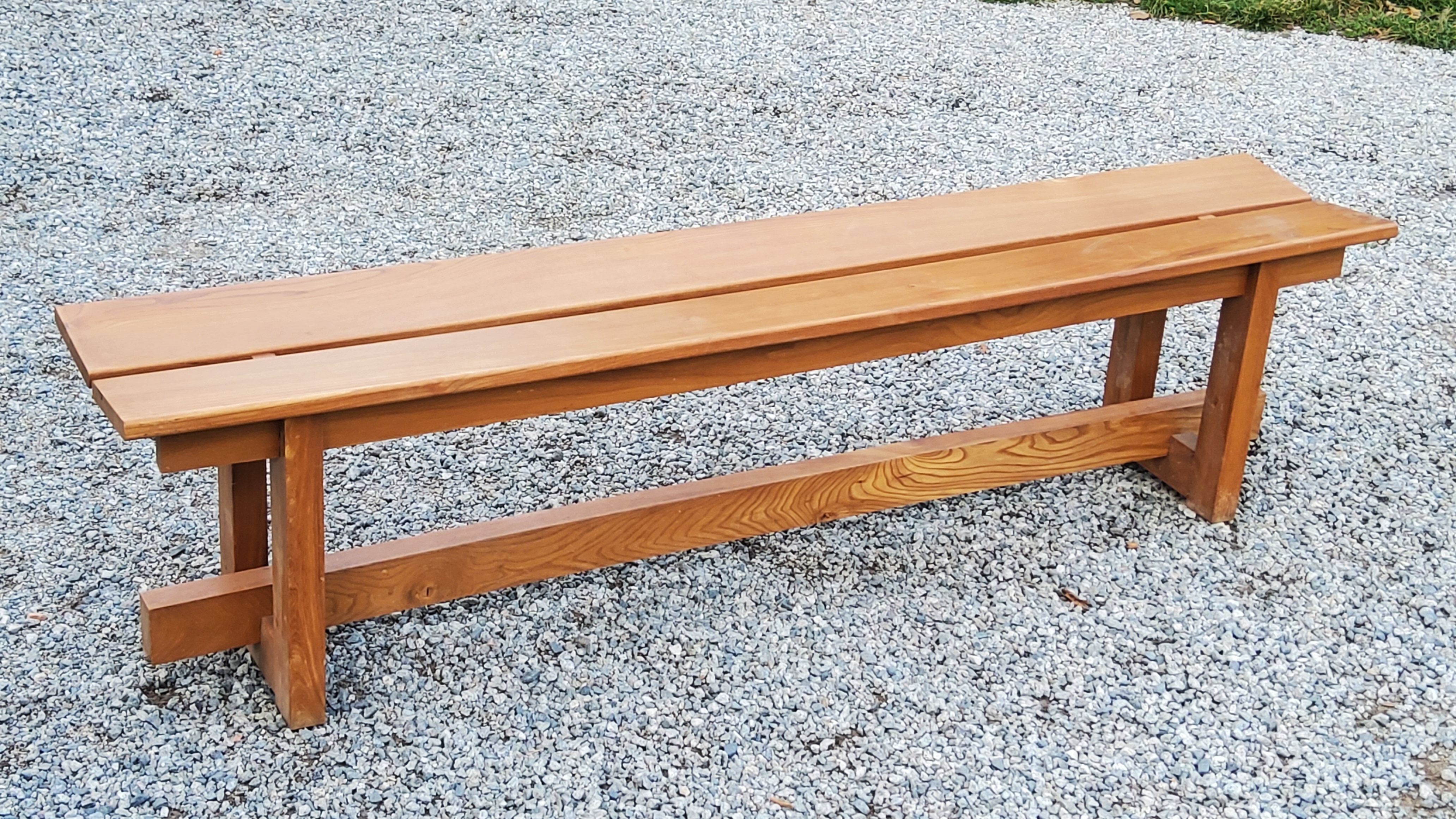 Solid elm bench from the 70s