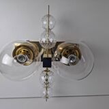 Applique murale tchèque en laiton et verre du milieu du siècle, par Kamenický Šenov, années 1970