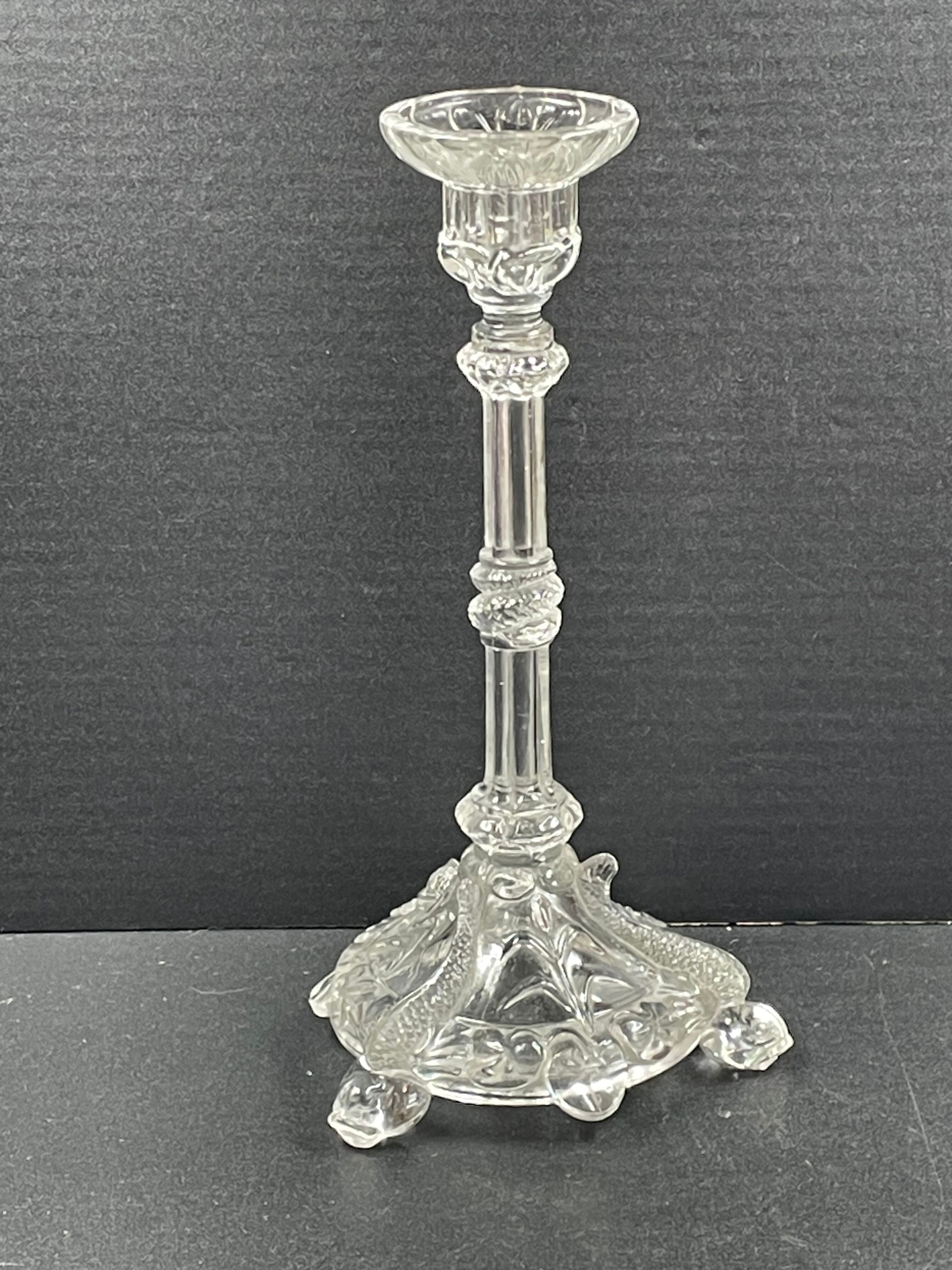 Tripod candle holder stylized foot dolphinfish, glass, very trendy