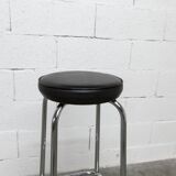 Tabouret 1960 chrome et skaï noir h82.5cm