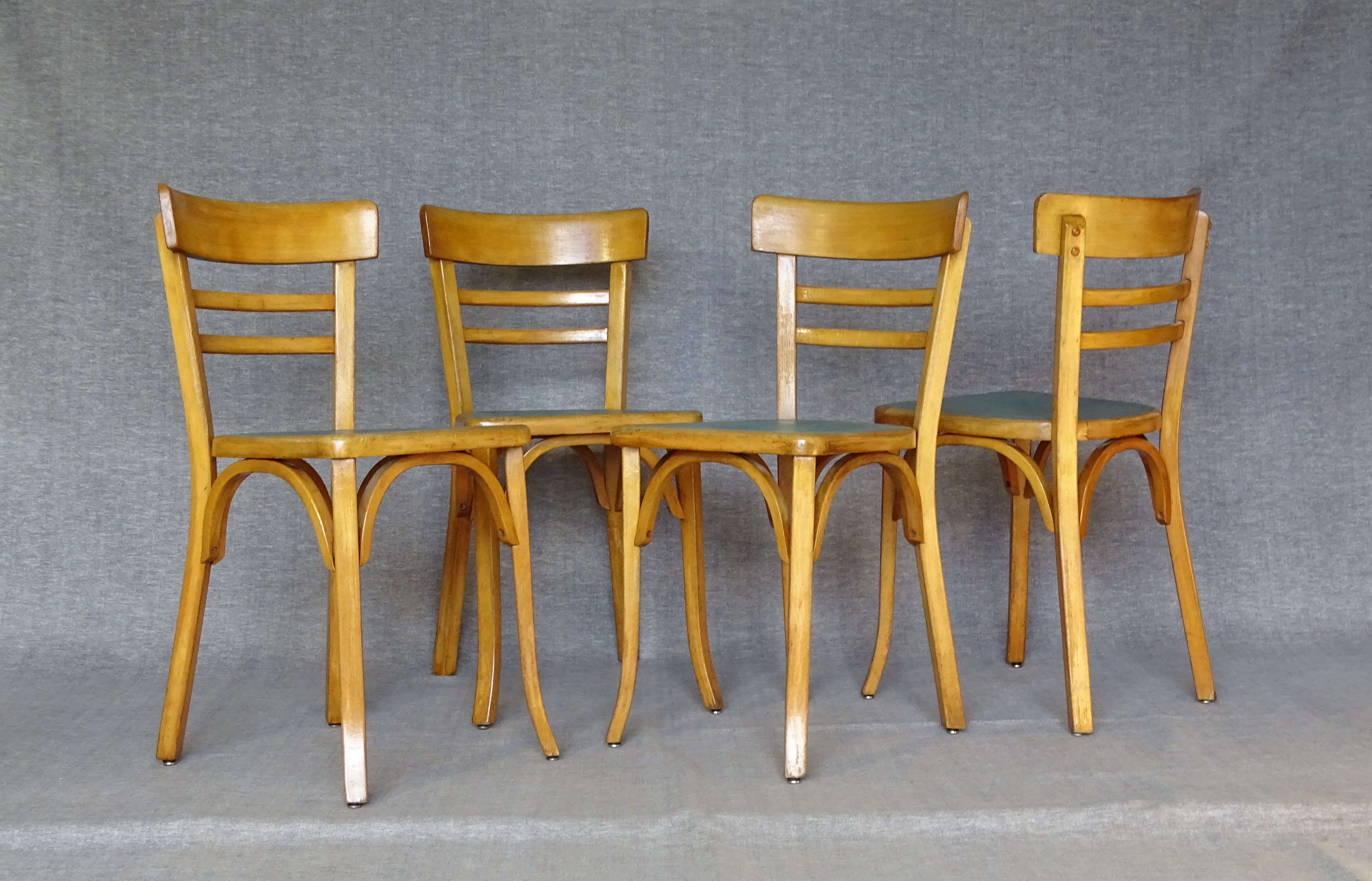 4 baumann chairs 1960 wooden bistro "linoleum"