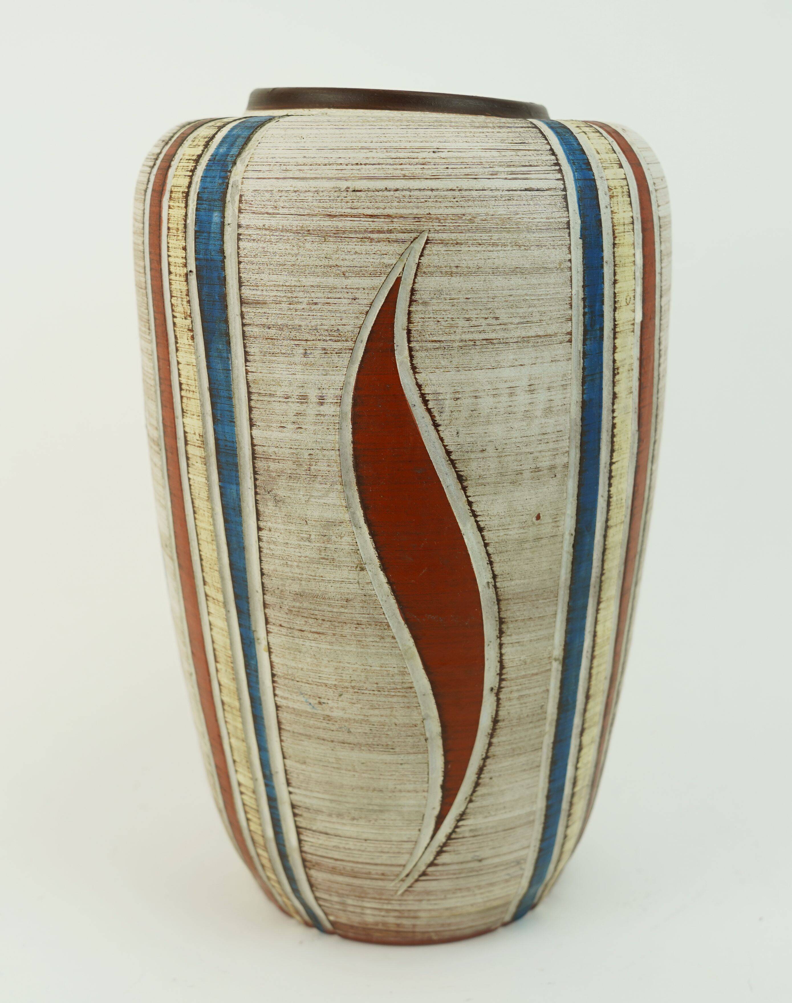 west german mid century VASE sawa keramik 50s sgraffito decor model 300/30