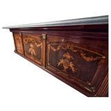 Large early 20th century inlaid wood bar counter - 410cm