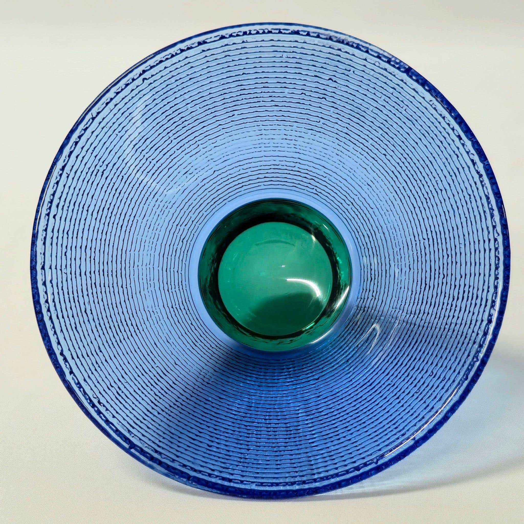Bol Coupe Verre "Kairo" Lena Hansson - Hadeland Norvège Bleu & Vert 1980