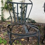 2 Francois Carre Sunburst garden chairs and 1 armchair with spring, 1930s
