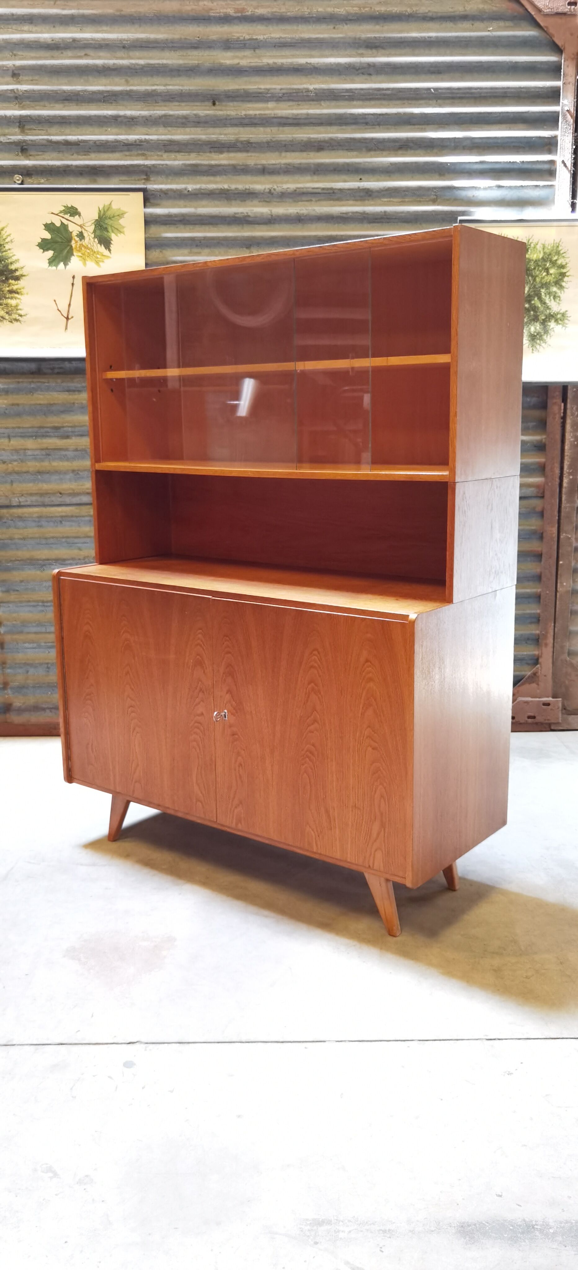 High buffet Biblitheque compass feet U 450 by Jiri Jiroutek for Interier Praha 1960