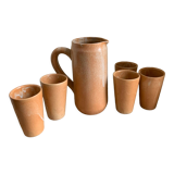 Stoneware cider/water pitcher with cups