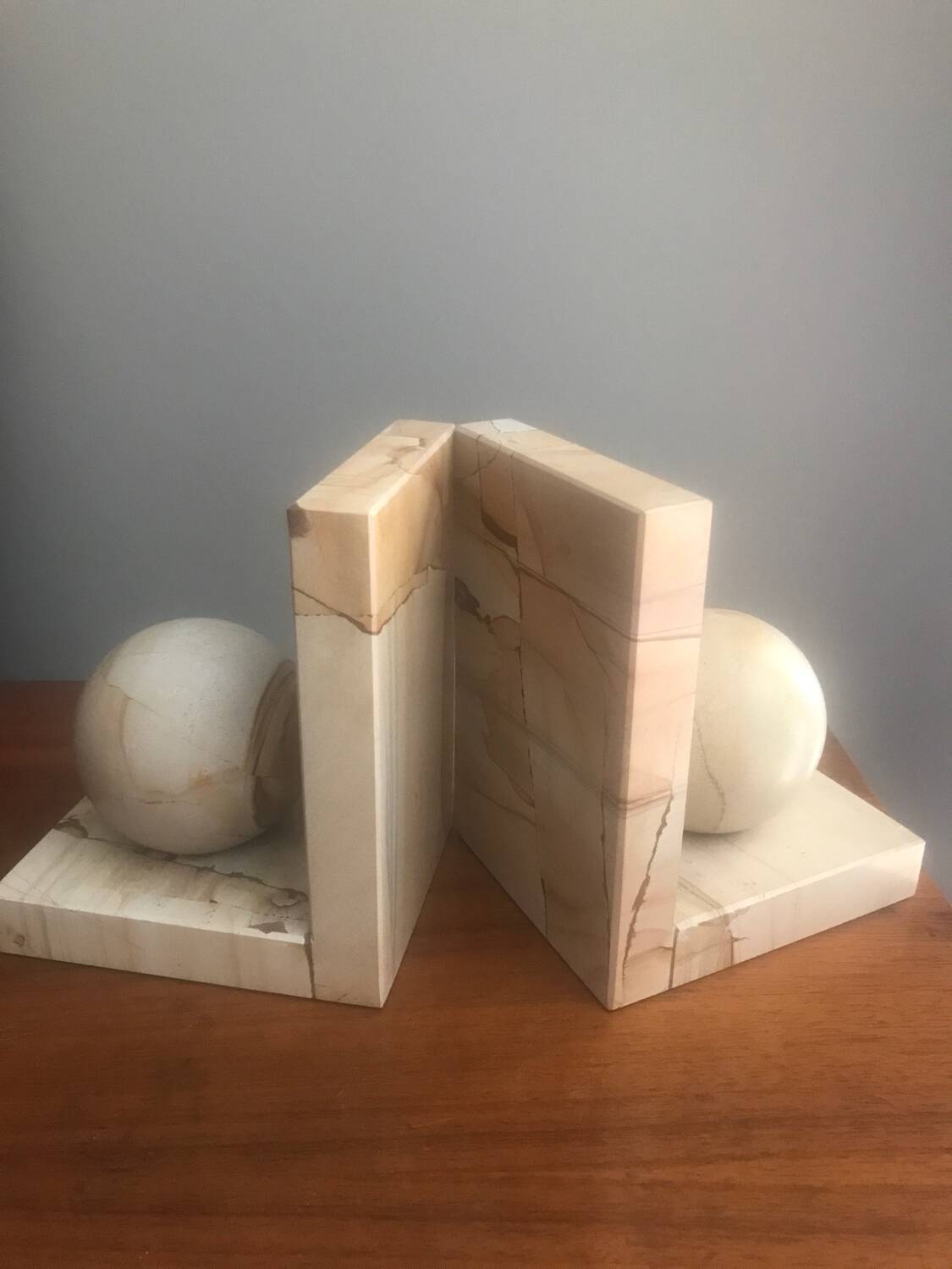 Pair of marble ball bookends