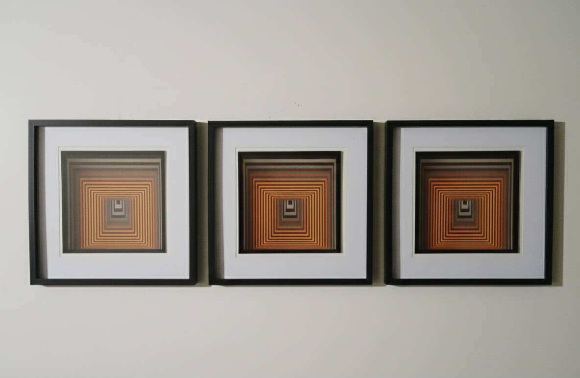 Triptych Vintage Optical Art - Victor Vasarely - 3 Frames 40