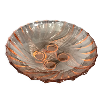 Art Deco fruit bowl in pink glass