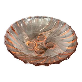 Art Deco pink glass fruit bowl