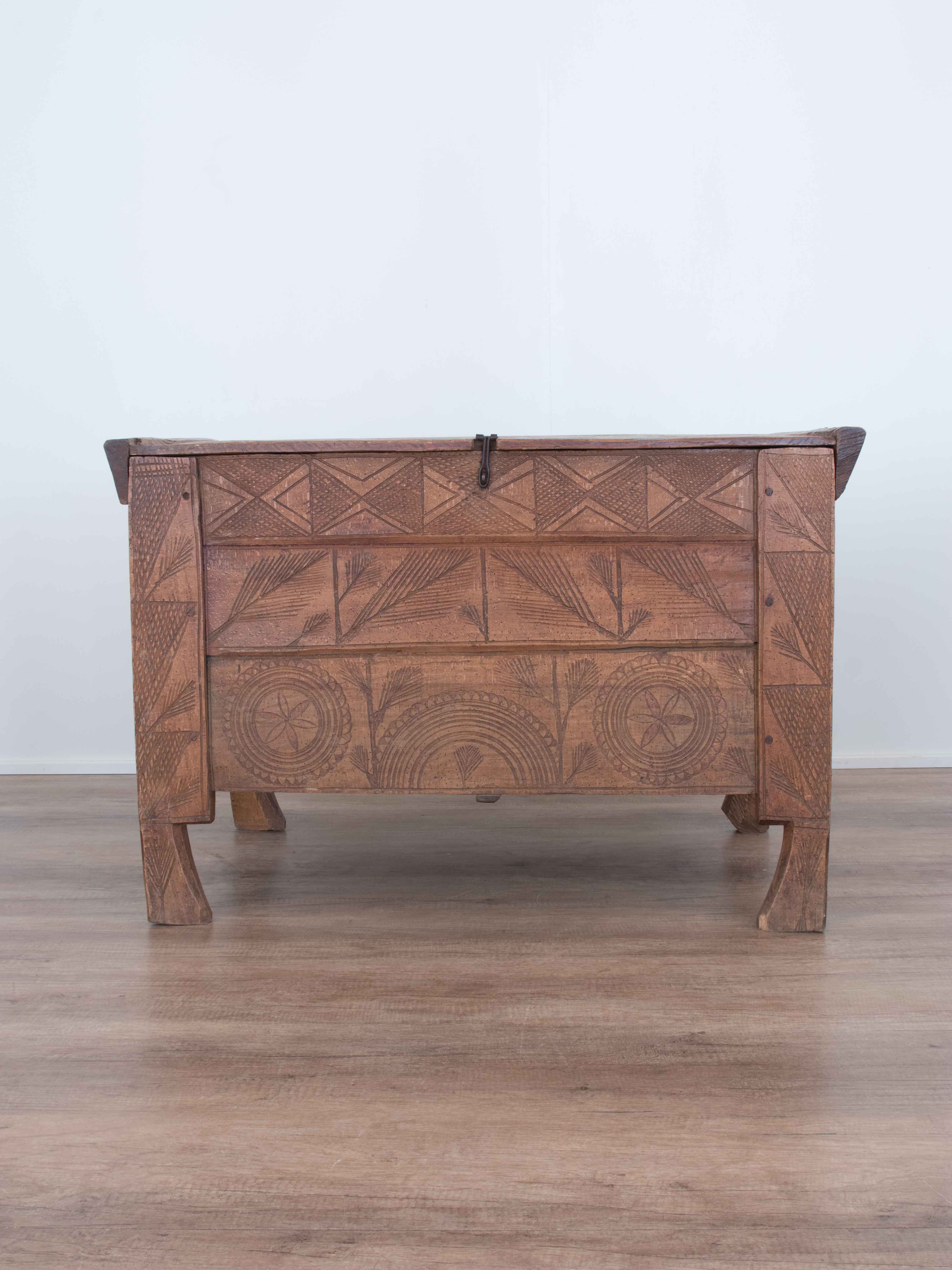 Antique Hand-Crafted Beech Trunk