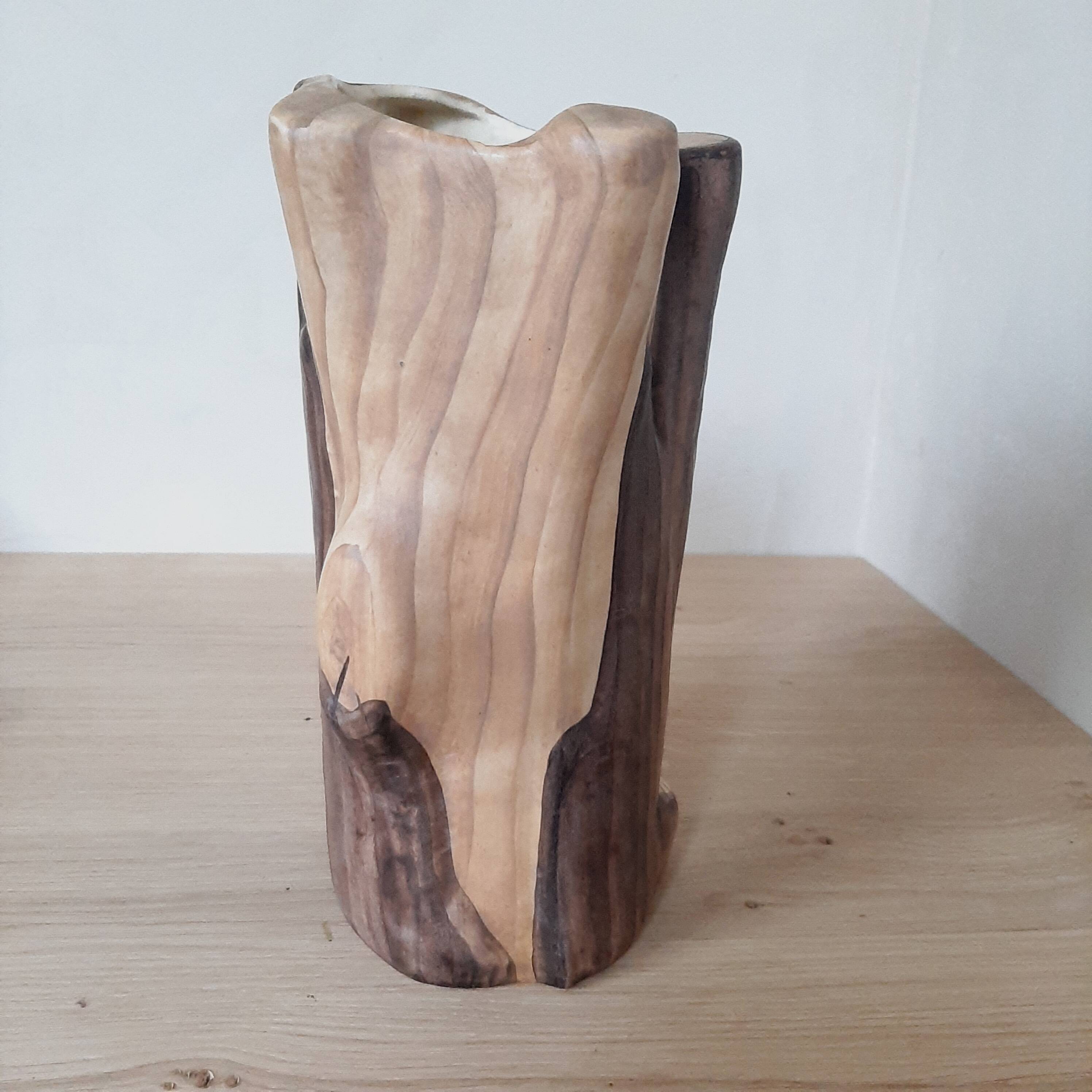 Vase Imitation Bois Mat Vintage