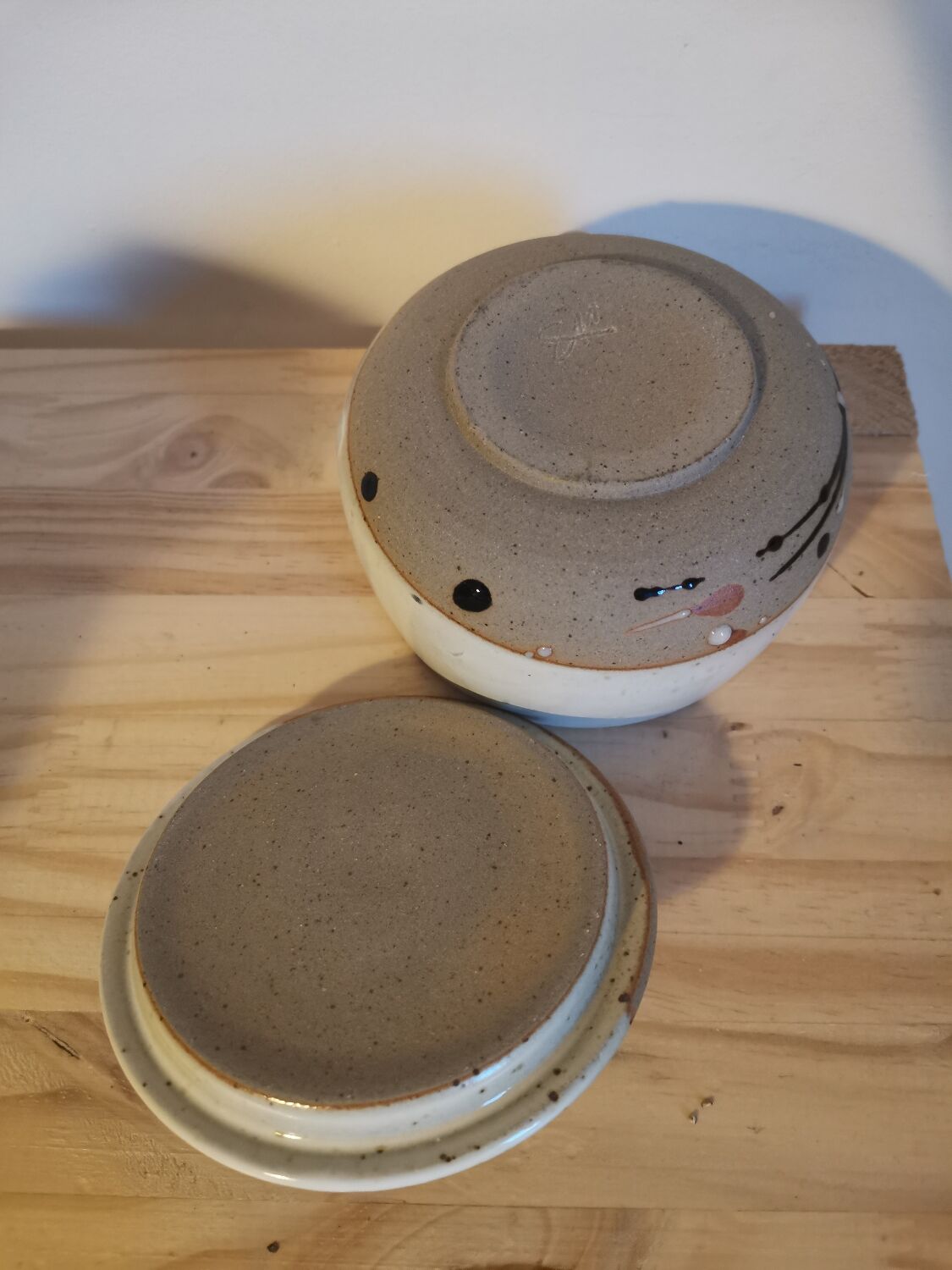 Handcrafted enamelled vintage stoneware box