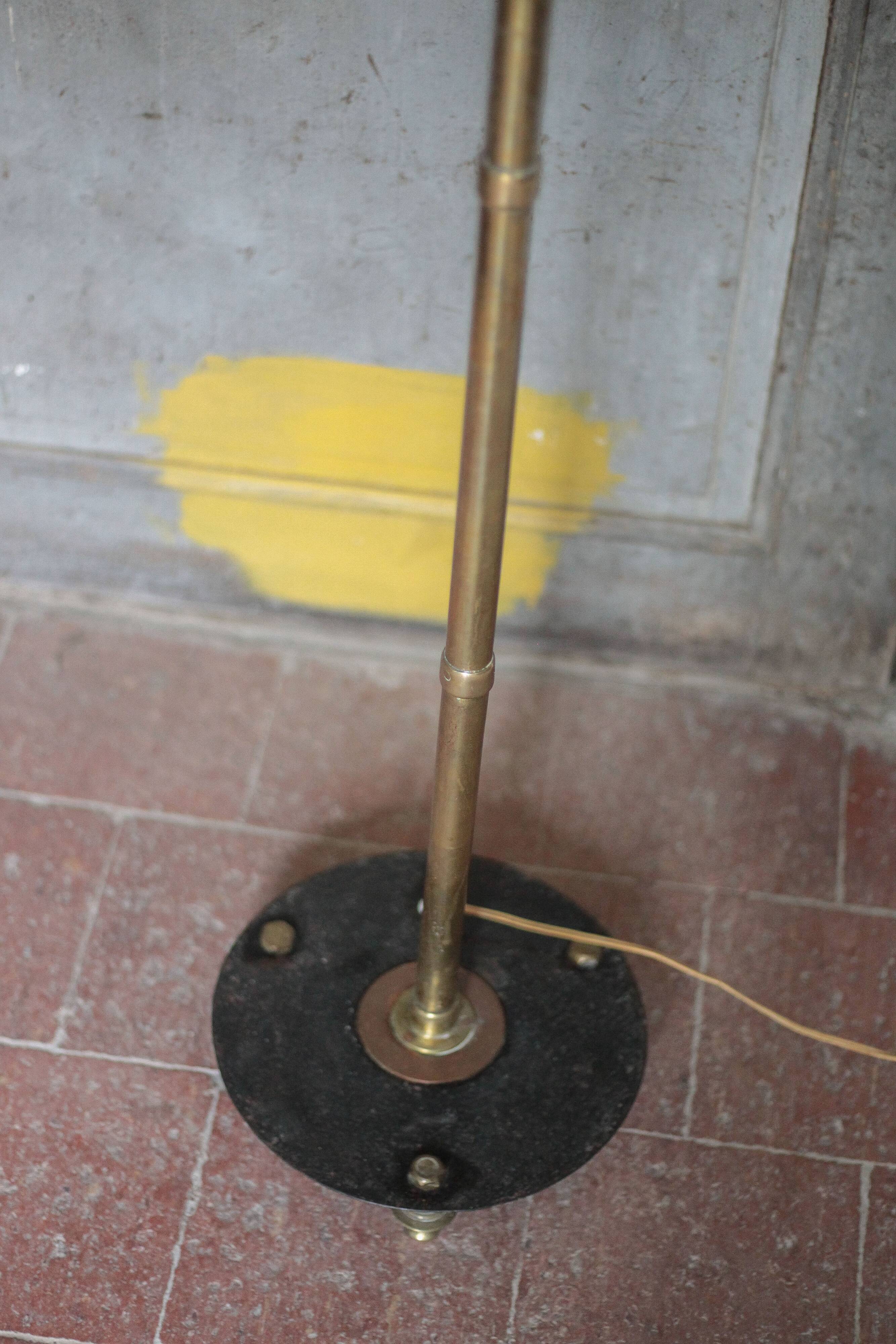 1930s brass floor lamp, reading lamp.