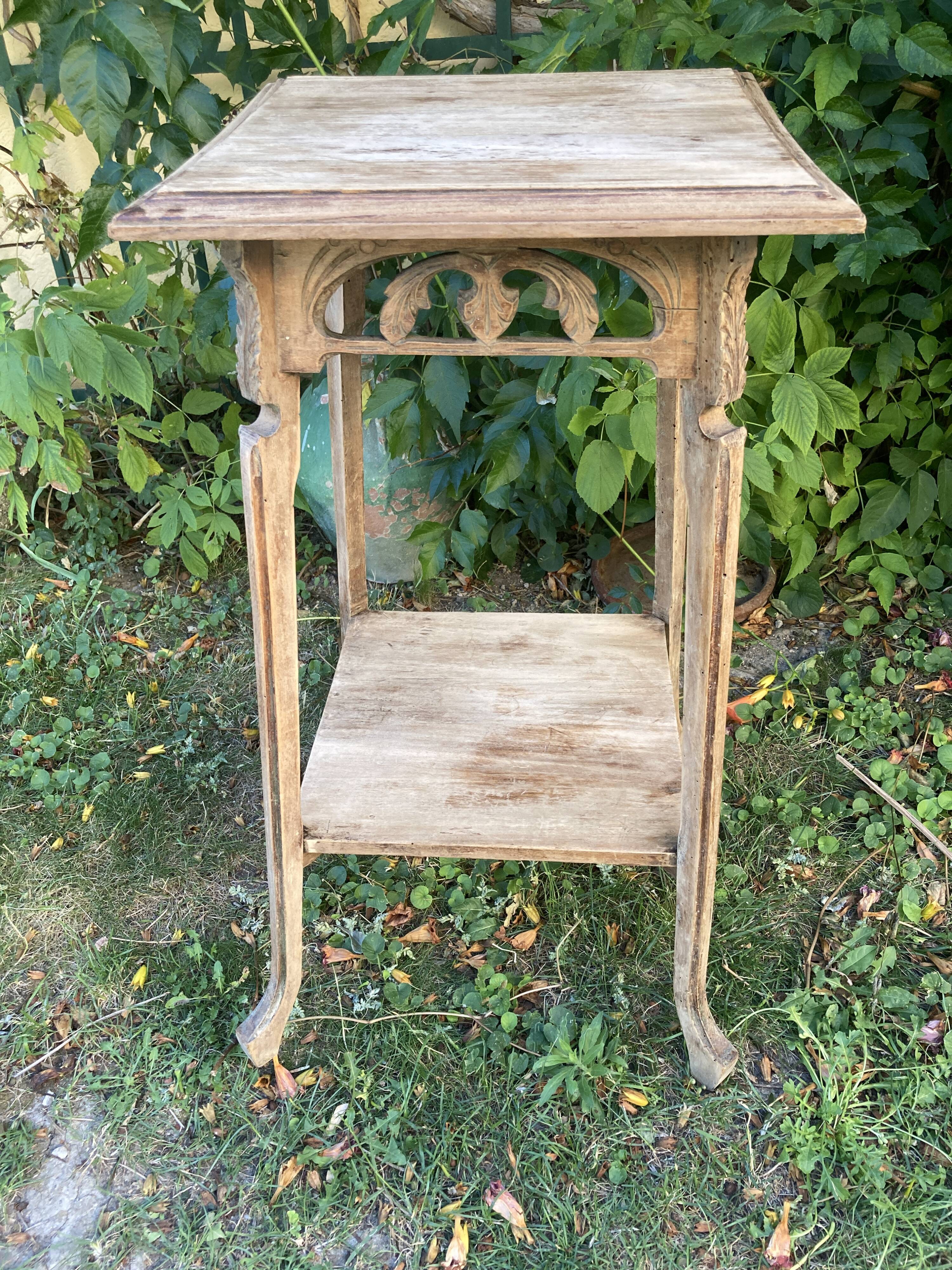 Antique stool - early 20th century - raw wood