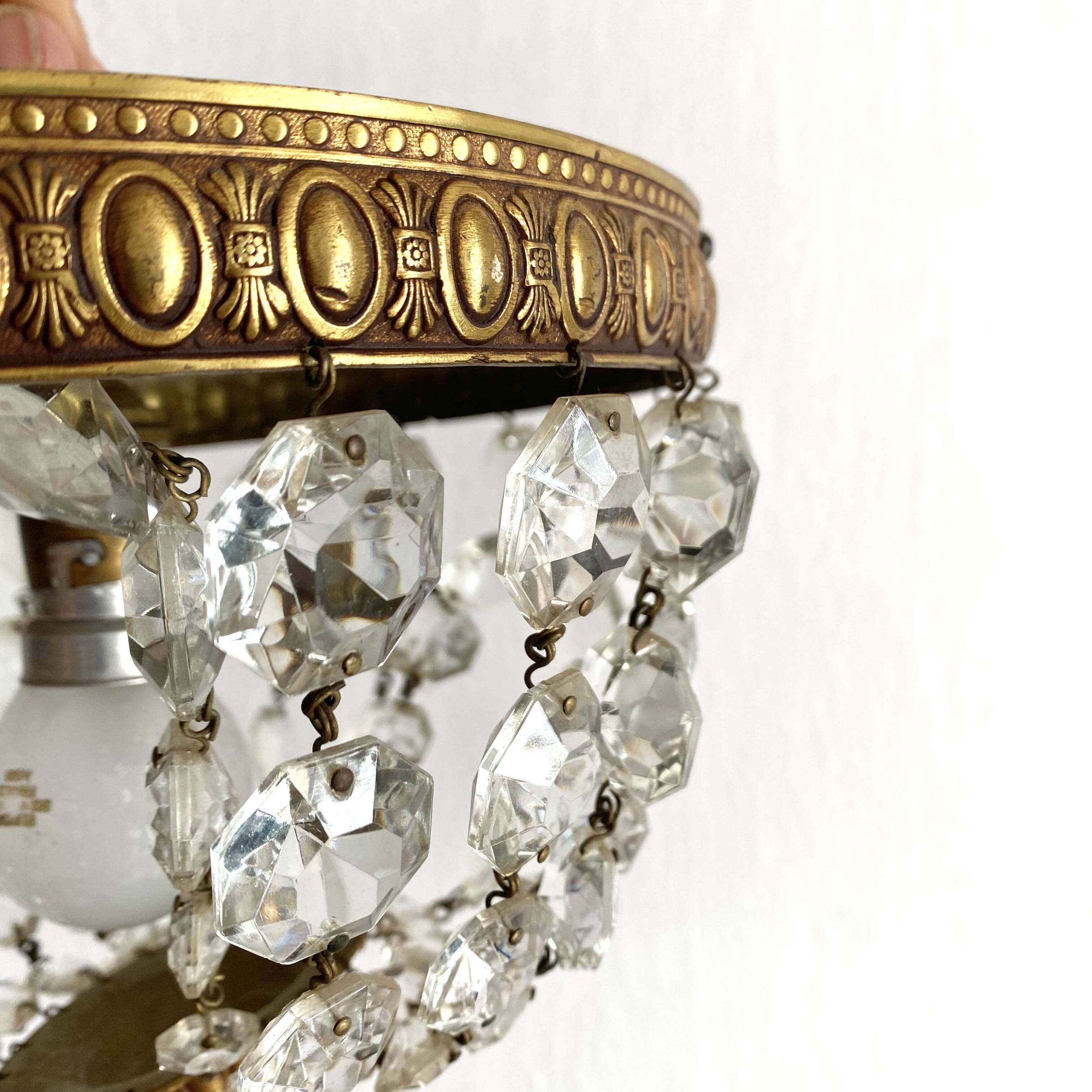 Old ceiling light with tassels and brass