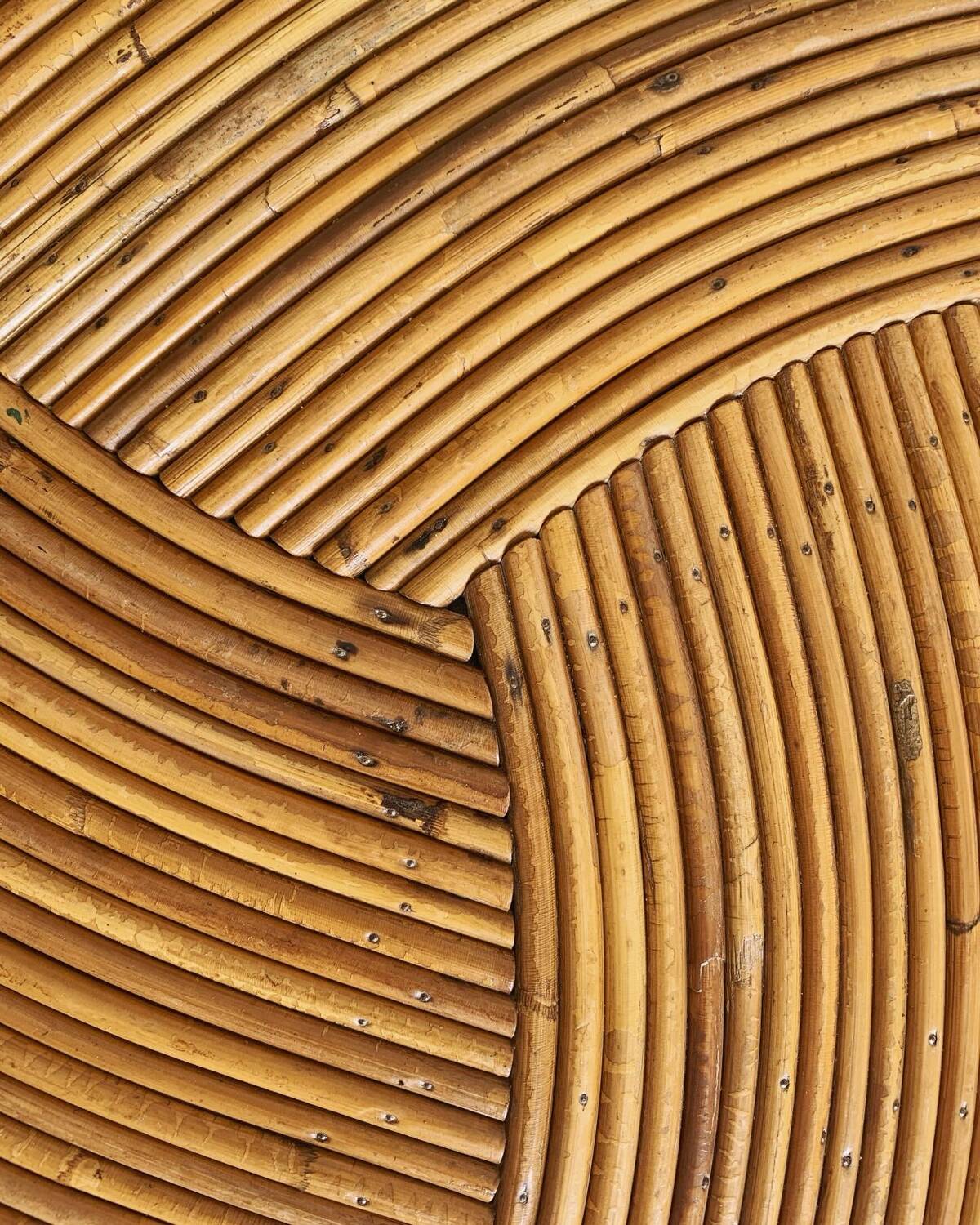 Vintage rattan and bamboo coffee table