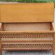 Vintage chest bench from the 50s in oak and rattan