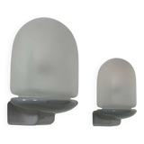 Pair of vintage wall lights, porcelain and sandblasted glass, France 1970