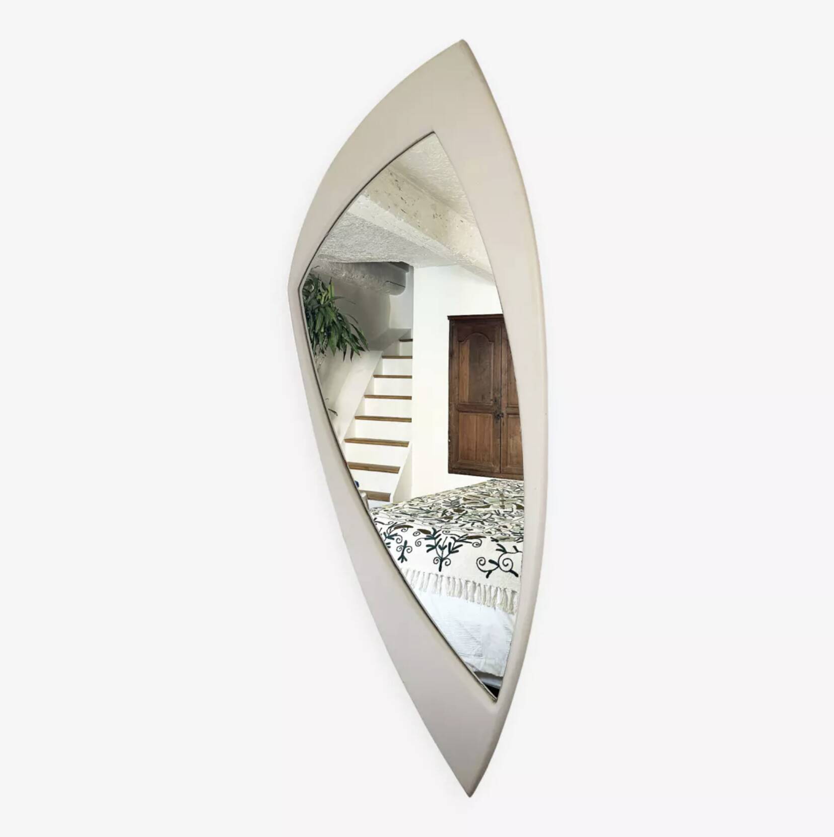 Space Age XXL lacquered wood mirror, France 1970s