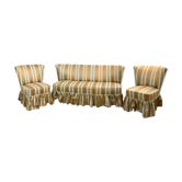 Ensemble canapé et fauteuils crapaud