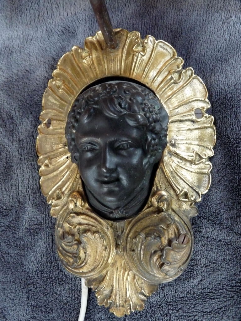 Applique buste cherubin arabesque en bronze doré xix siècle