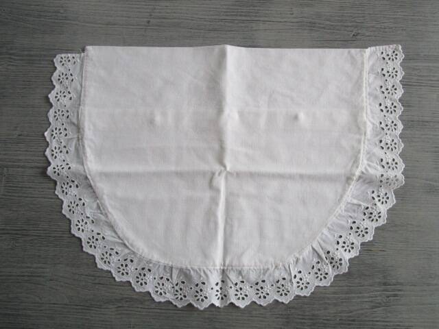 Antique embroidered crescent-shaped cradle pillowcase