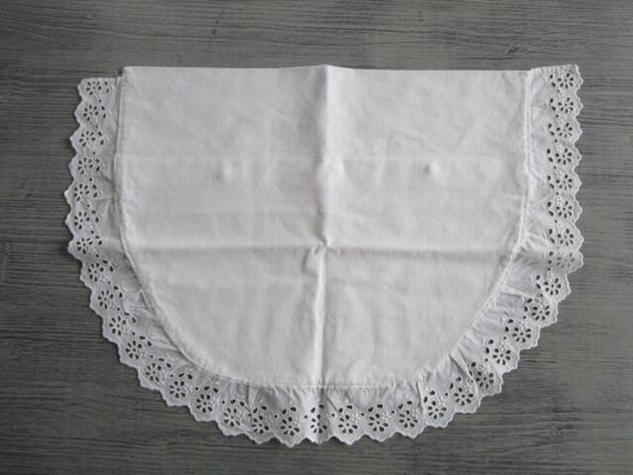 Antique embroidered crescent-shaped cradle pillowcase