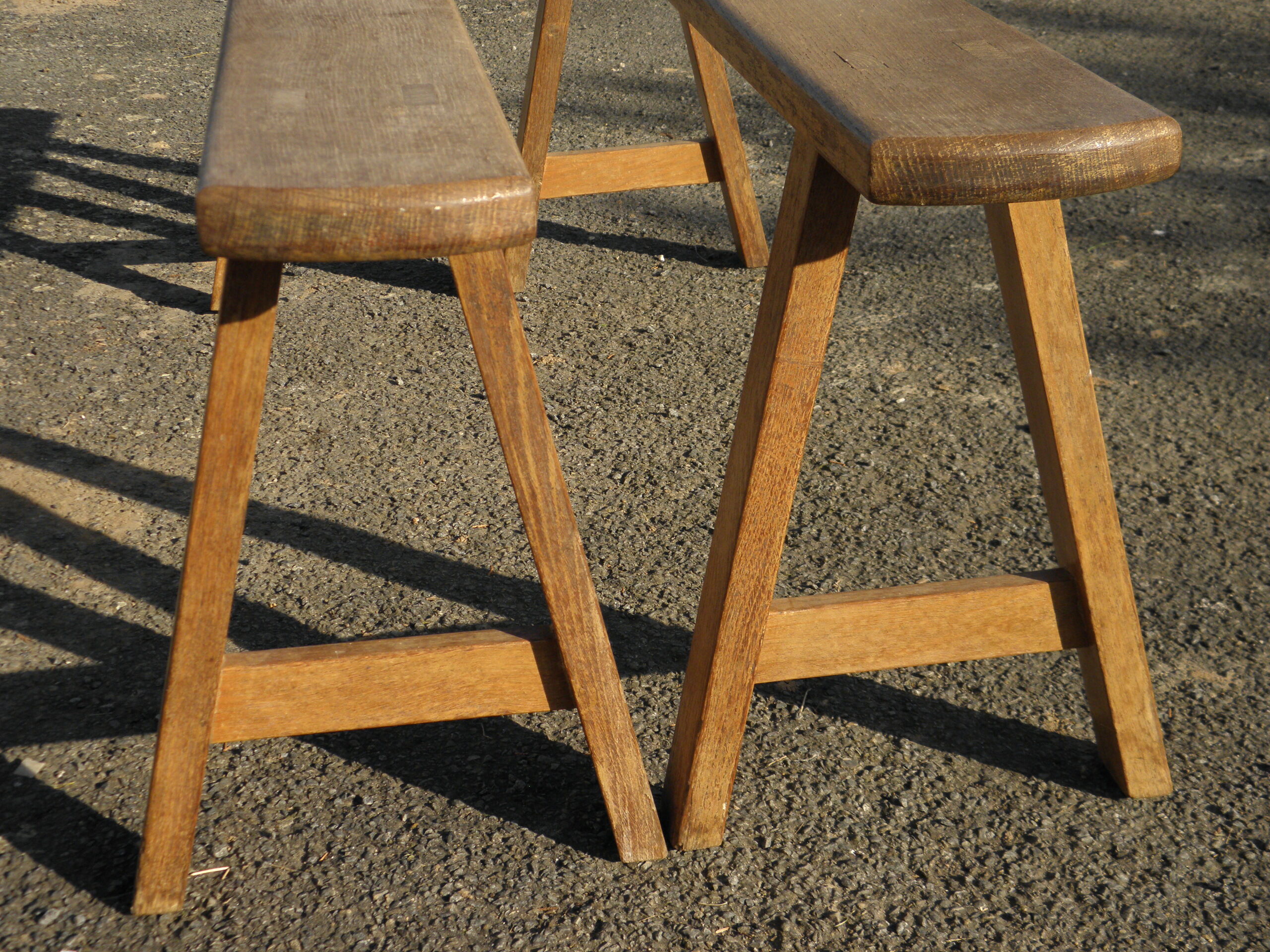 Pair of oak farmhouse benches 150 cm