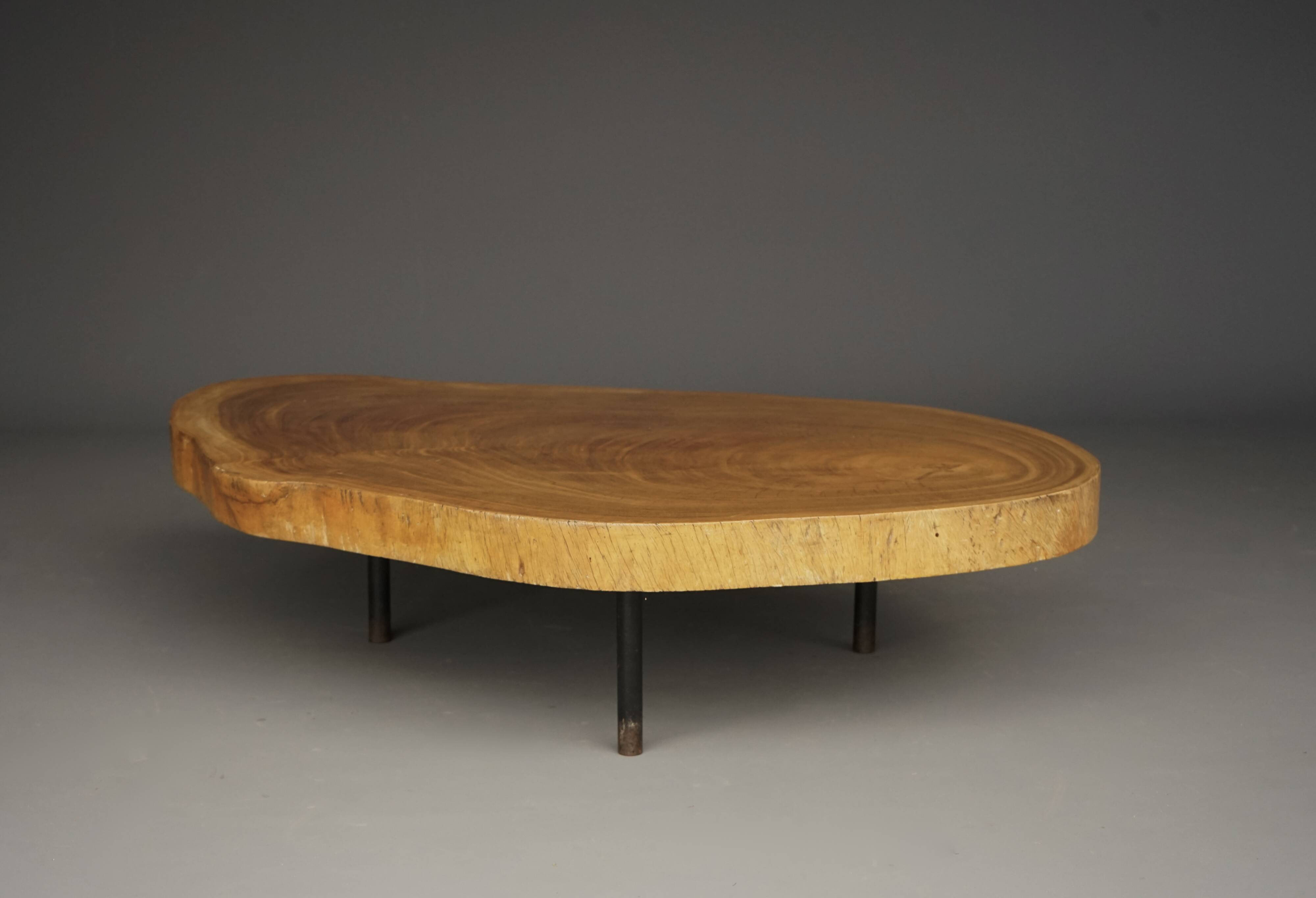 Table basse brutaliste en bois de tronc d'arbre, années 1960