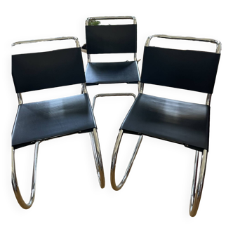 Set of 3 Bauhaus Mr10 Chairs designed by Ludwig Mies Van Der Rohe + 1