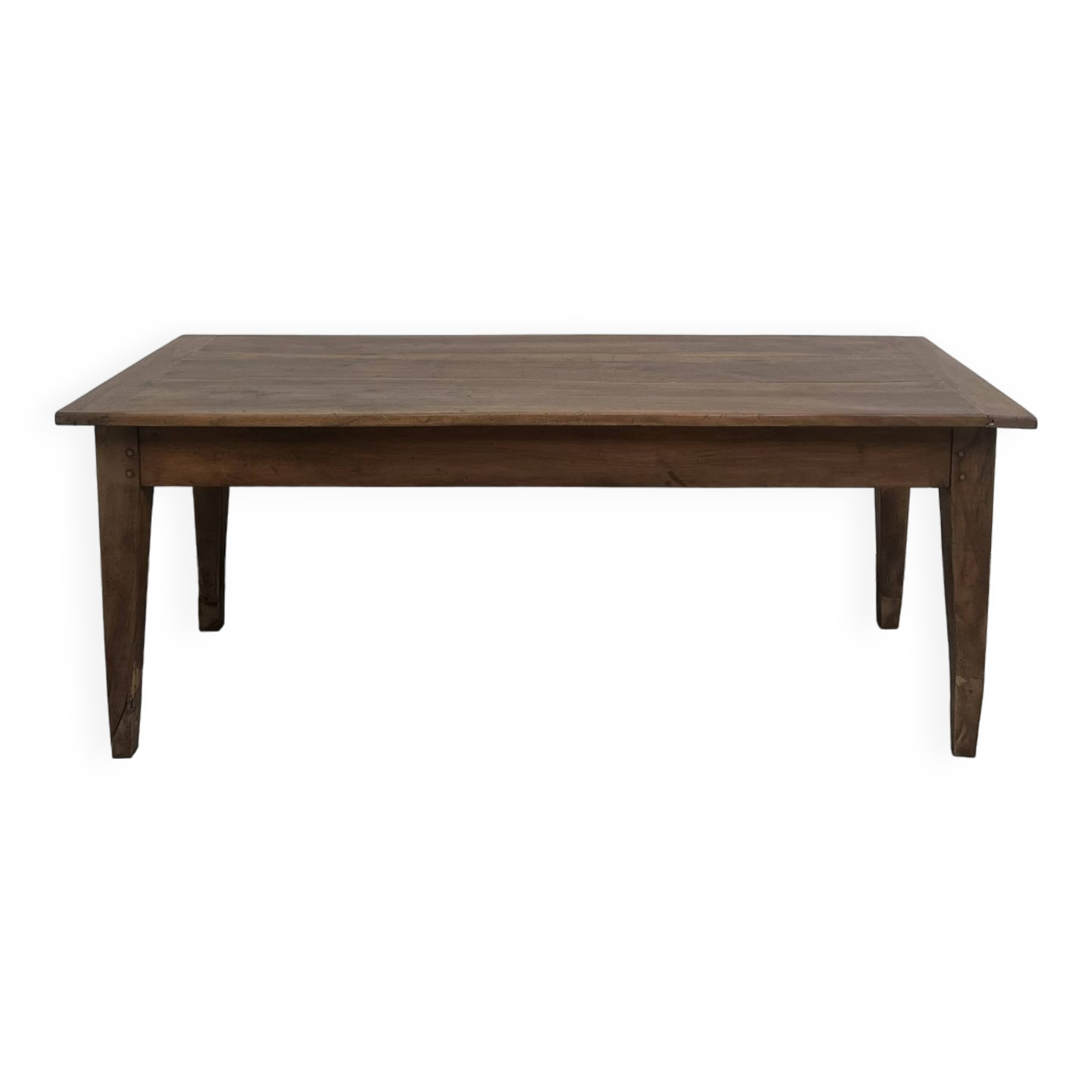 Solid walnut farmhouse table with spindle legs