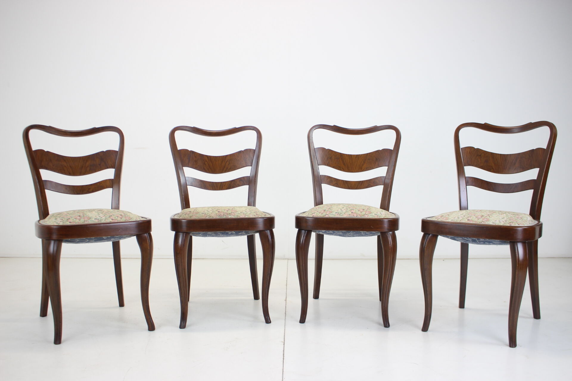 1940s set of 4 dining chairs, czechoslovakia